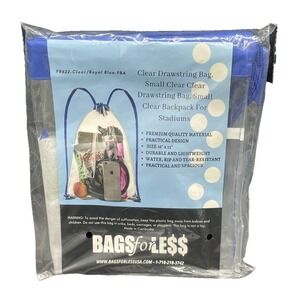 Clear Security Drawstring Backpack‎ Bag for Stadiums/Concerts/Work ~ 16" x 13"